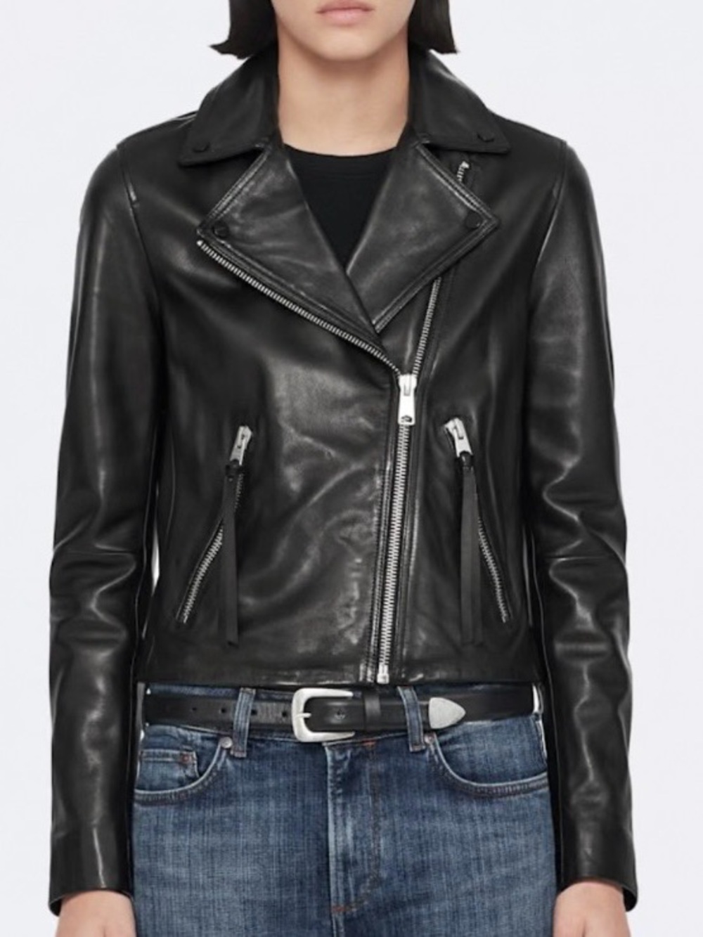 All Saints | Real Leather Biker Jacket in Black size 6